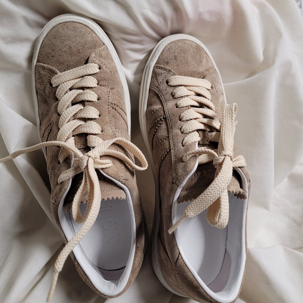 Moncler Monoco M Suede Sneakers in Beige - Picture 9 of 16